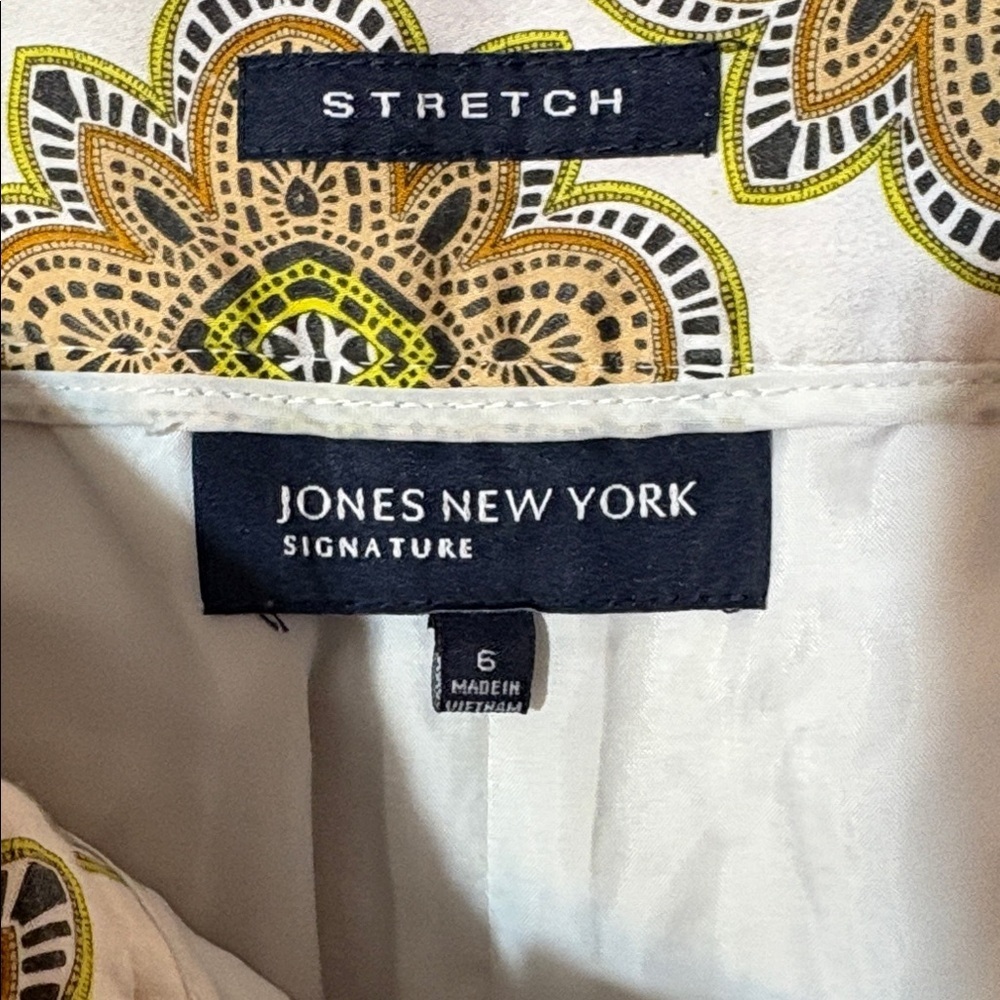 Jones New York Signature Size 6 Pencil Skirt – White Brown Medallion Print READ - Picture 3 of 13